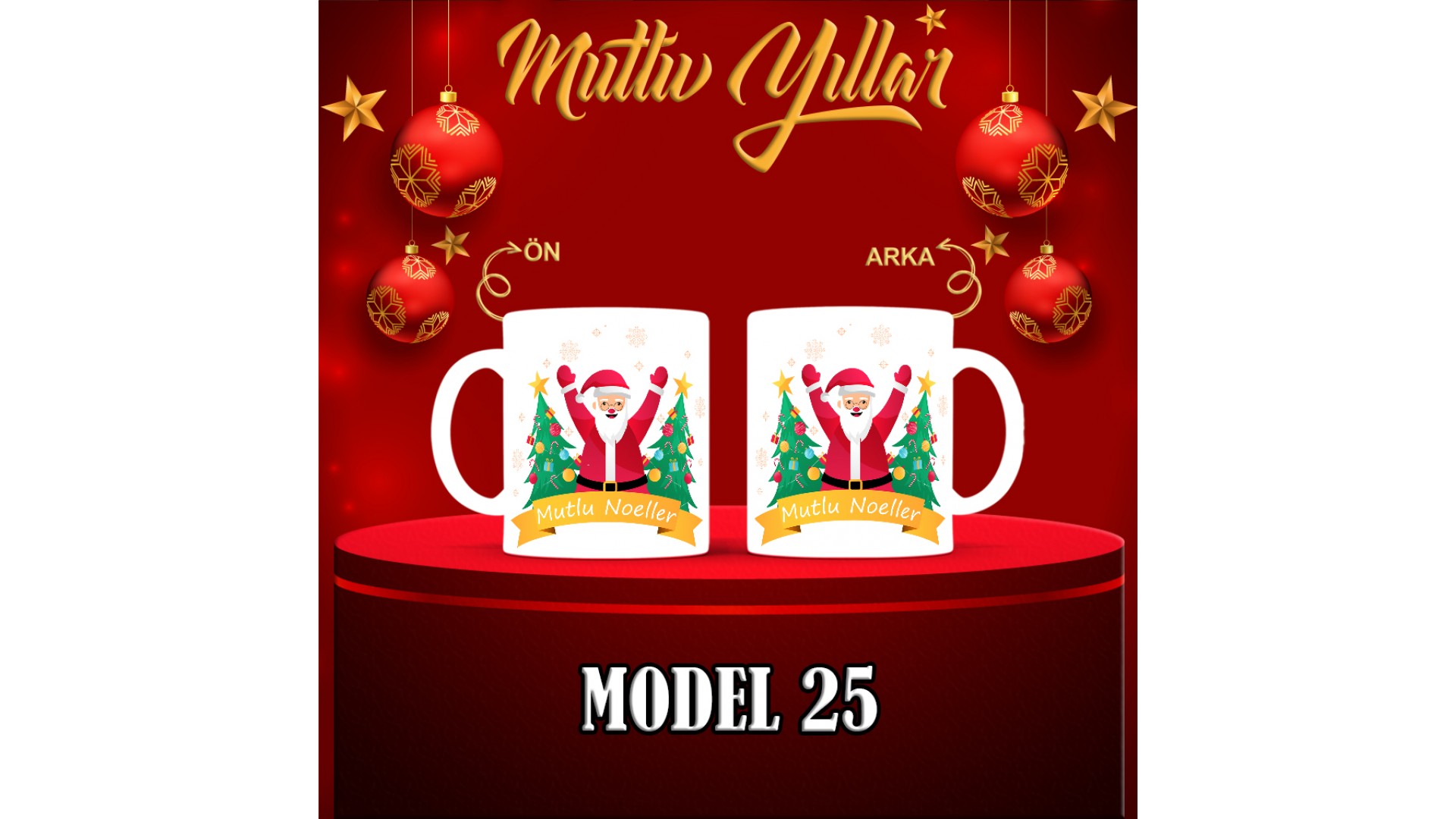 Kişiye Özel  Yılbaşı tasarımlı seramik kupa bardak