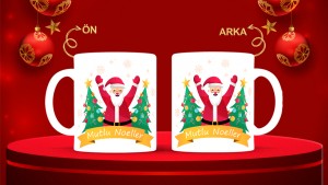 Kişiye Özel  Yılbaşı tasarımlı seramik kupa bardak