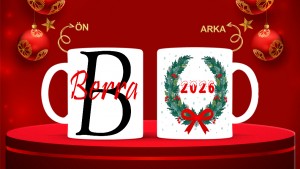 Kişiye Özel  Yılbaşı tasarımlı seramik kupa bardak