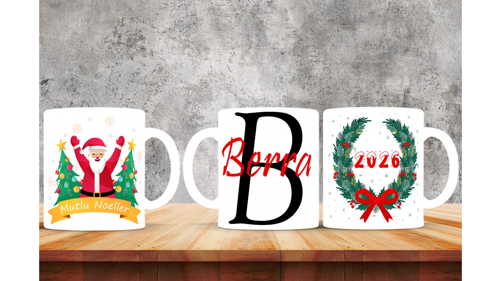 Kişiye Özel  Yılbaşı tasarımlı seramik kupa bardak