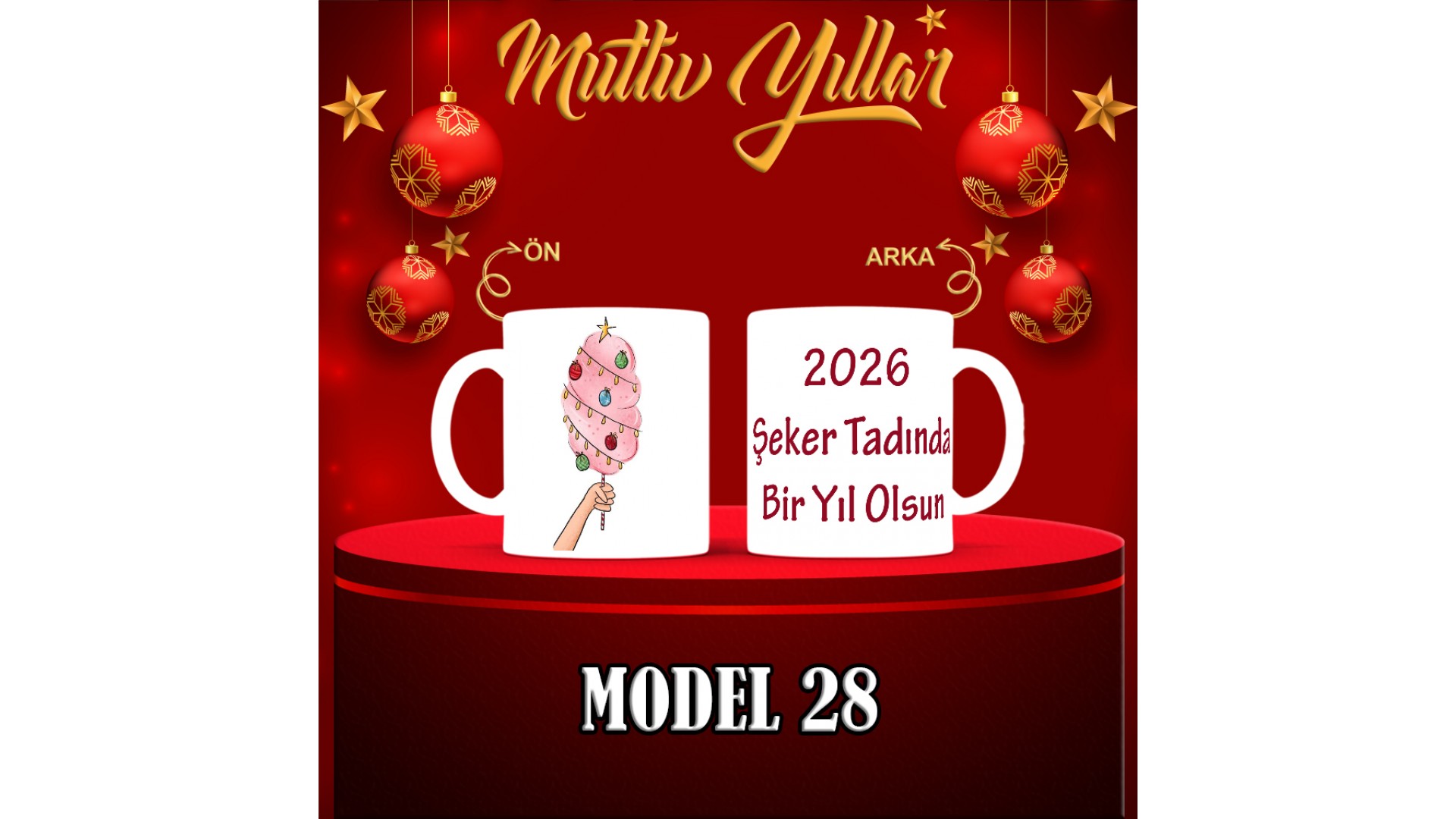 Kişiye Özel  Yılbaşı tasarımlı seramik kupa bardak