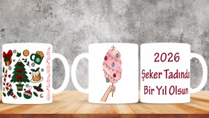 Kişiye Özel  Yılbaşı tasarımlı seramik kupa bardak