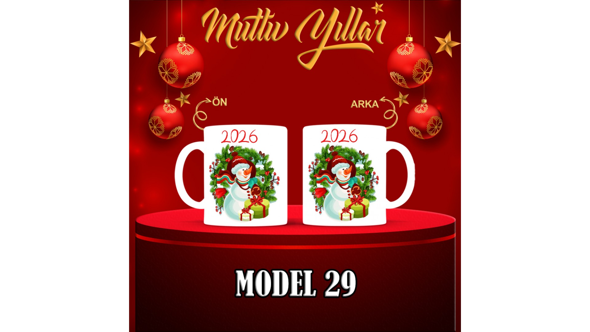 Kişiye Özel  Yılbaşı tasarımlı seramik kupa bardak