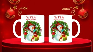 Kişiye Özel  Yılbaşı tasarımlı seramik kupa bardak