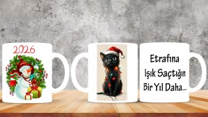 Kişiye Özel  Yılbaşı tasarımlı seramik kupa bardak