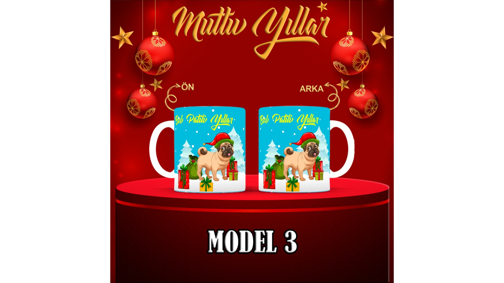 Kişiye Özel  Yılbaşı tasarımlı seramik kupa bardak