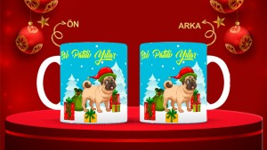 Kişiye Özel  Yılbaşı tasarımlı seramik kupa bardak