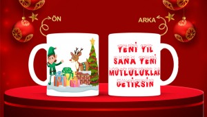 Kişiye Özel  Yılbaşı tasarımlı seramik kupa bardak