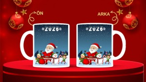 Kişiye Özel  Yılbaşı tasarımlı seramik kupa bardak