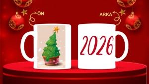 Kişiye Özel  Yılbaşı tasarımlı seramik kupa bardak