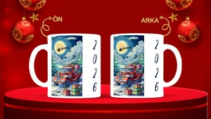 Kişiye Özel  Yılbaşı tasarımlı seramik kupa bardak