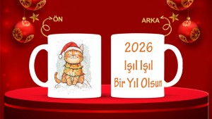 Kişiye Özel  Yılbaşı tasarımlı seramik kupa bardak