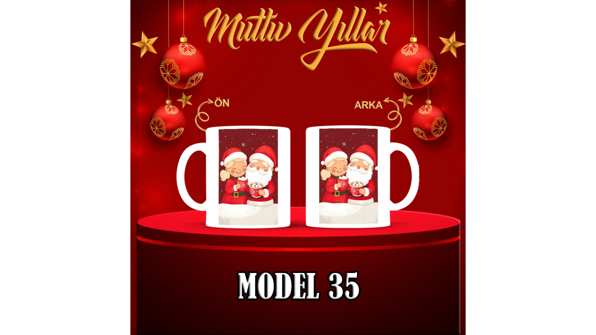 Kişiye Özel  Yılbaşı tasarımlı seramik kupa bardak