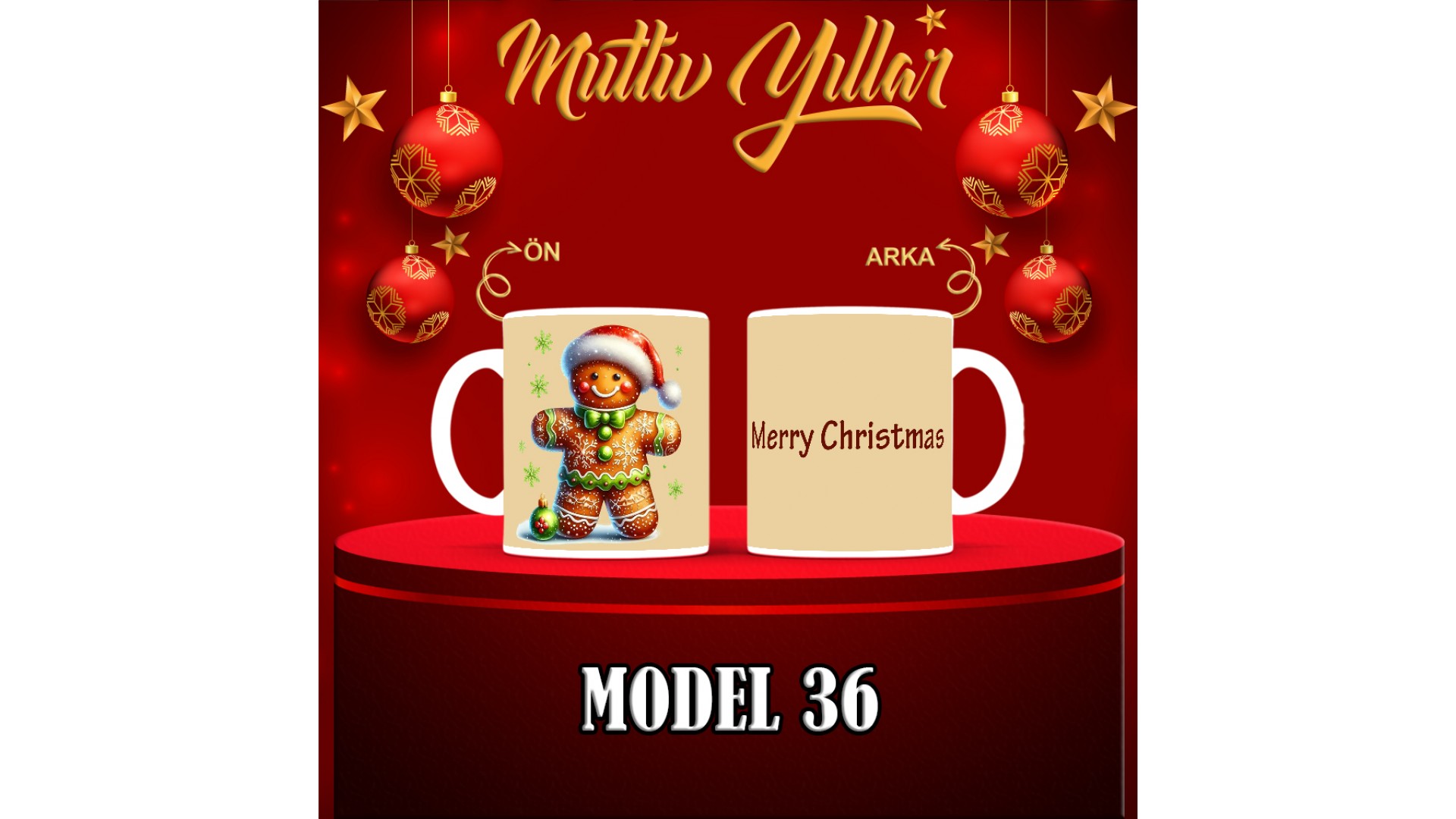 Kişiye Özel  Yılbaşı tasarımlı seramik kupa bardak