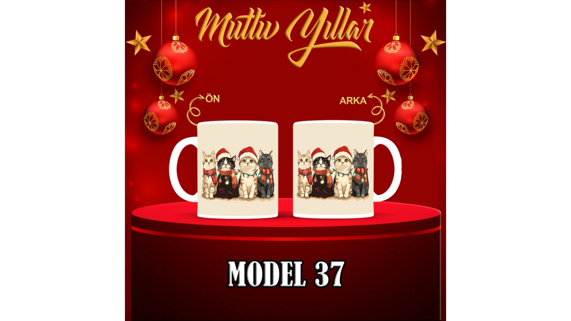 Kişiye Özel  Yılbaşı tasarımlı seramik kupa bardak