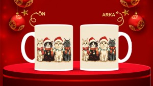 Kişiye Özel  Yılbaşı tasarımlı seramik kupa bardak