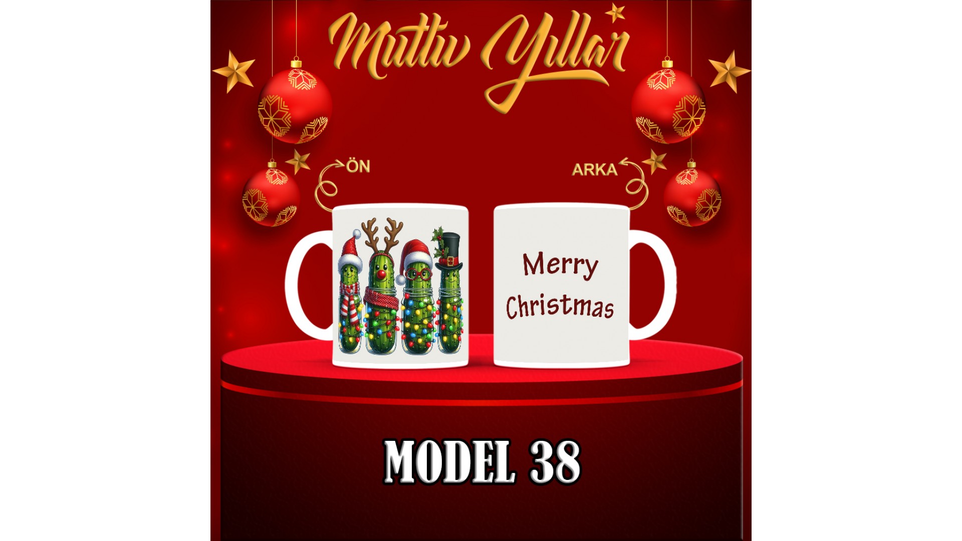 Kişiye Özel  Yılbaşı tasarımlı seramik kupa bardak