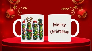 Kişiye Özel  Yılbaşı tasarımlı seramik kupa bardak