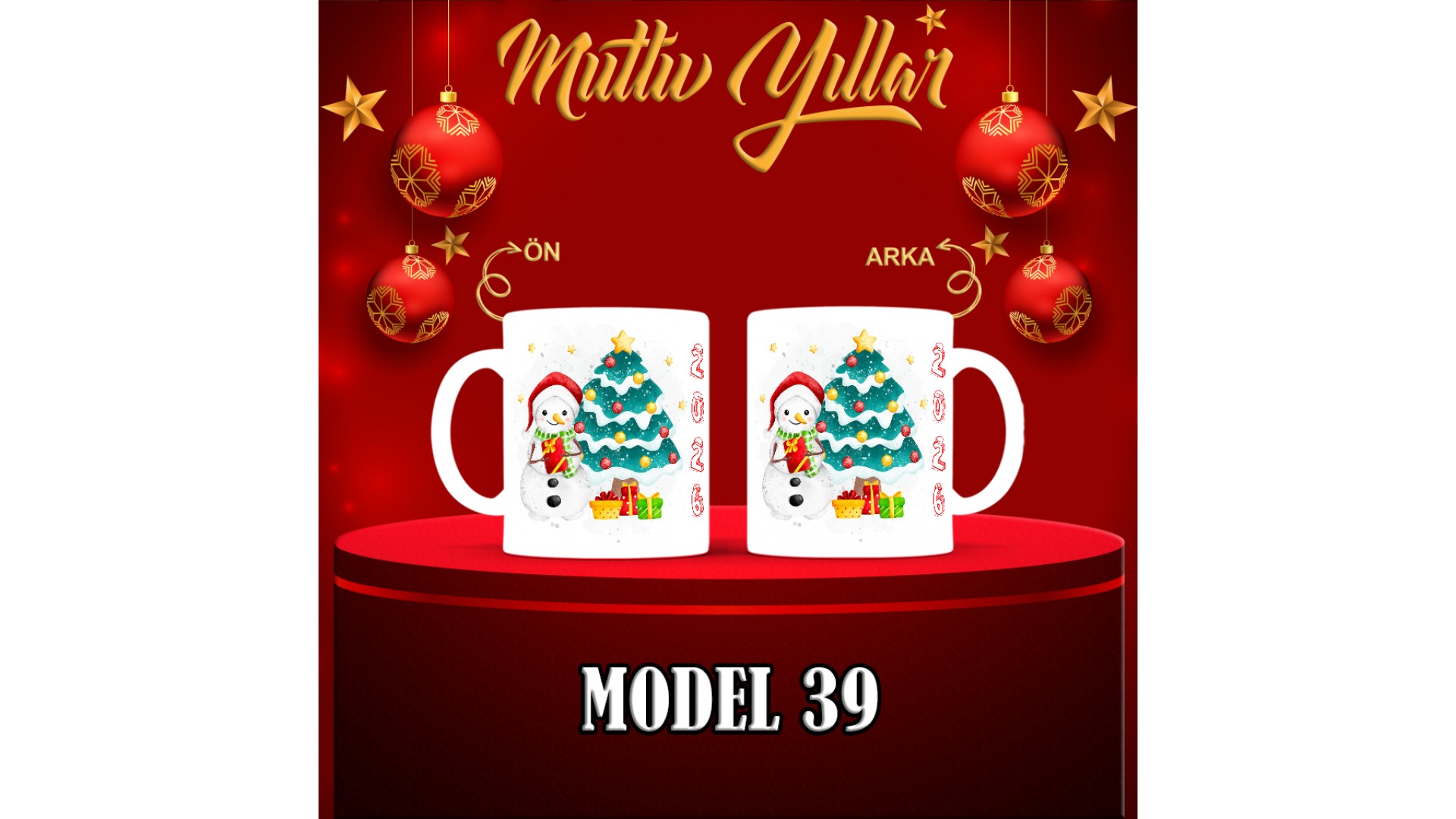 Kişiye Özel  Yılbaşı tasarımlı seramik kupa bardak