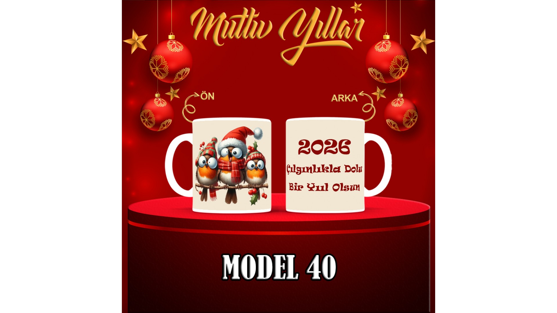 Kişiye Özel  Yılbaşı tasarımlı seramik kupa bardak