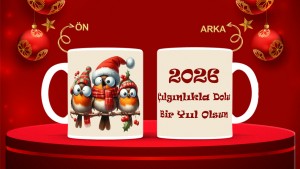 Kişiye Özel  Yılbaşı tasarımlı seramik kupa bardak