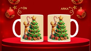 Kişiye Özel  Yılbaşı tasarımlı seramik kupa bardak