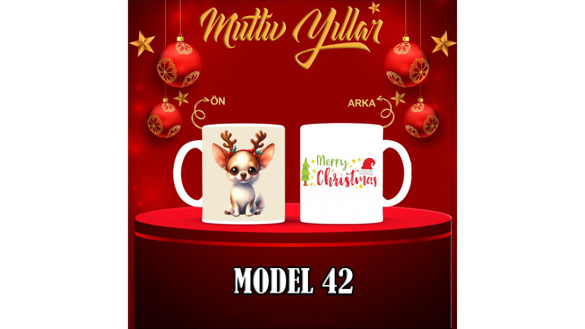 Kişiye Özel  Yılbaşı tasarımlı seramik kupa bardak