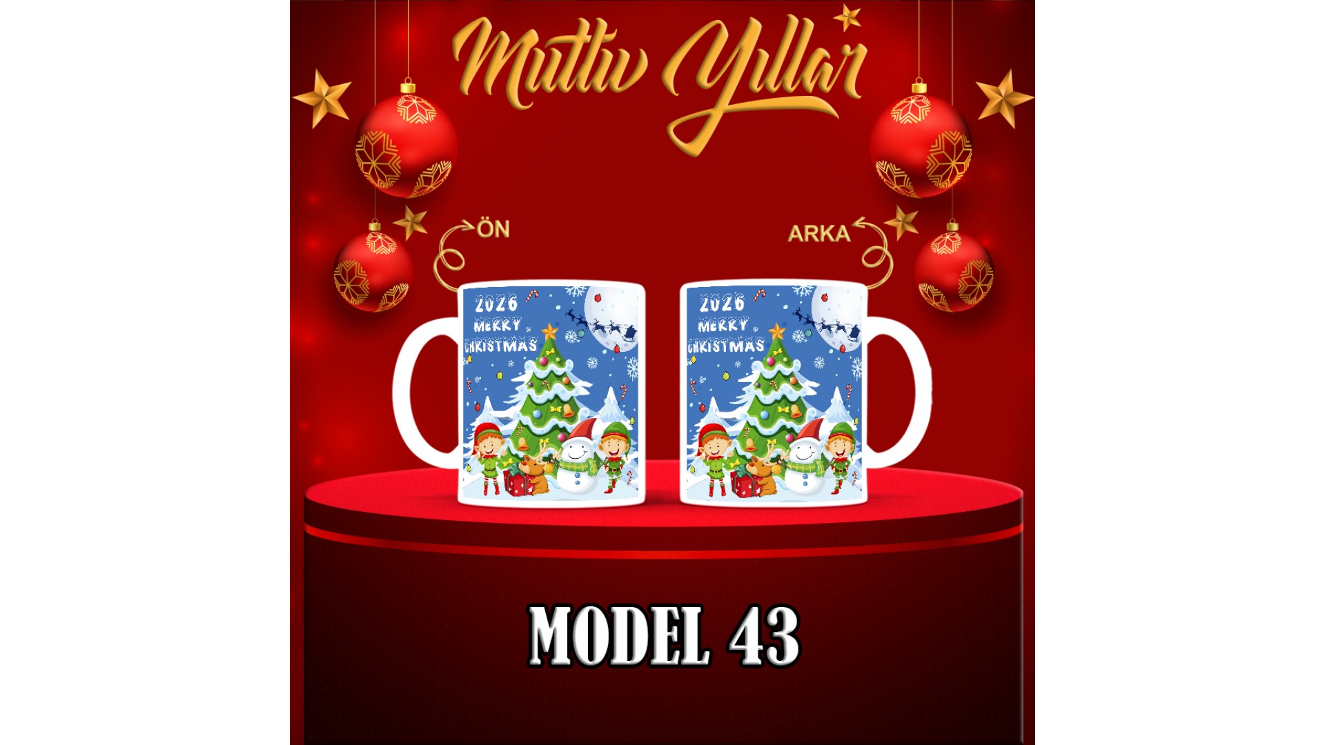 Kişiye Özel  Yılbaşı tasarımlı seramik kupa bardak