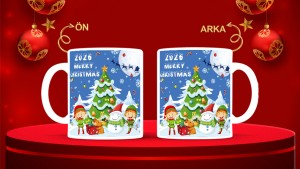 Kişiye Özel  Yılbaşı tasarımlı seramik kupa bardak