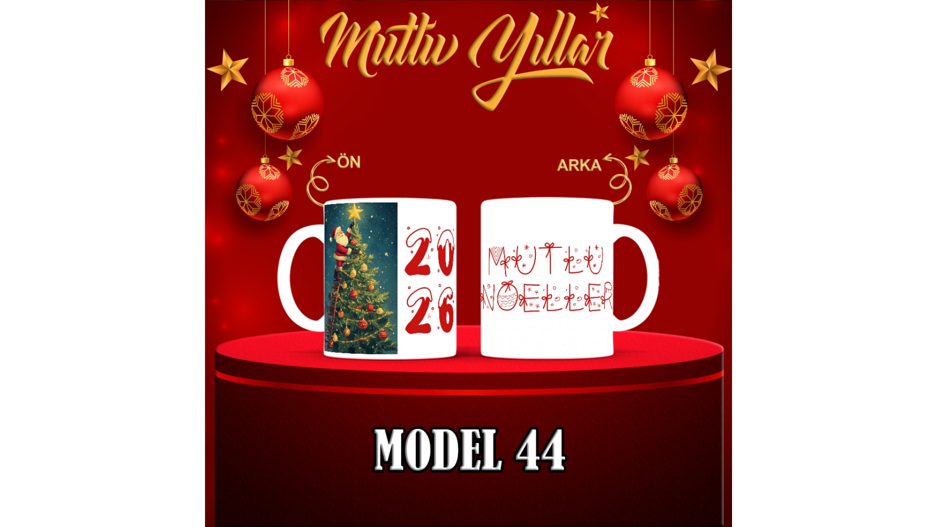 Kişiye Özel  Yılbaşı tasarımlı seramik kupa bardak