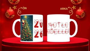 Kişiye Özel  Yılbaşı tasarımlı seramik kupa bardak