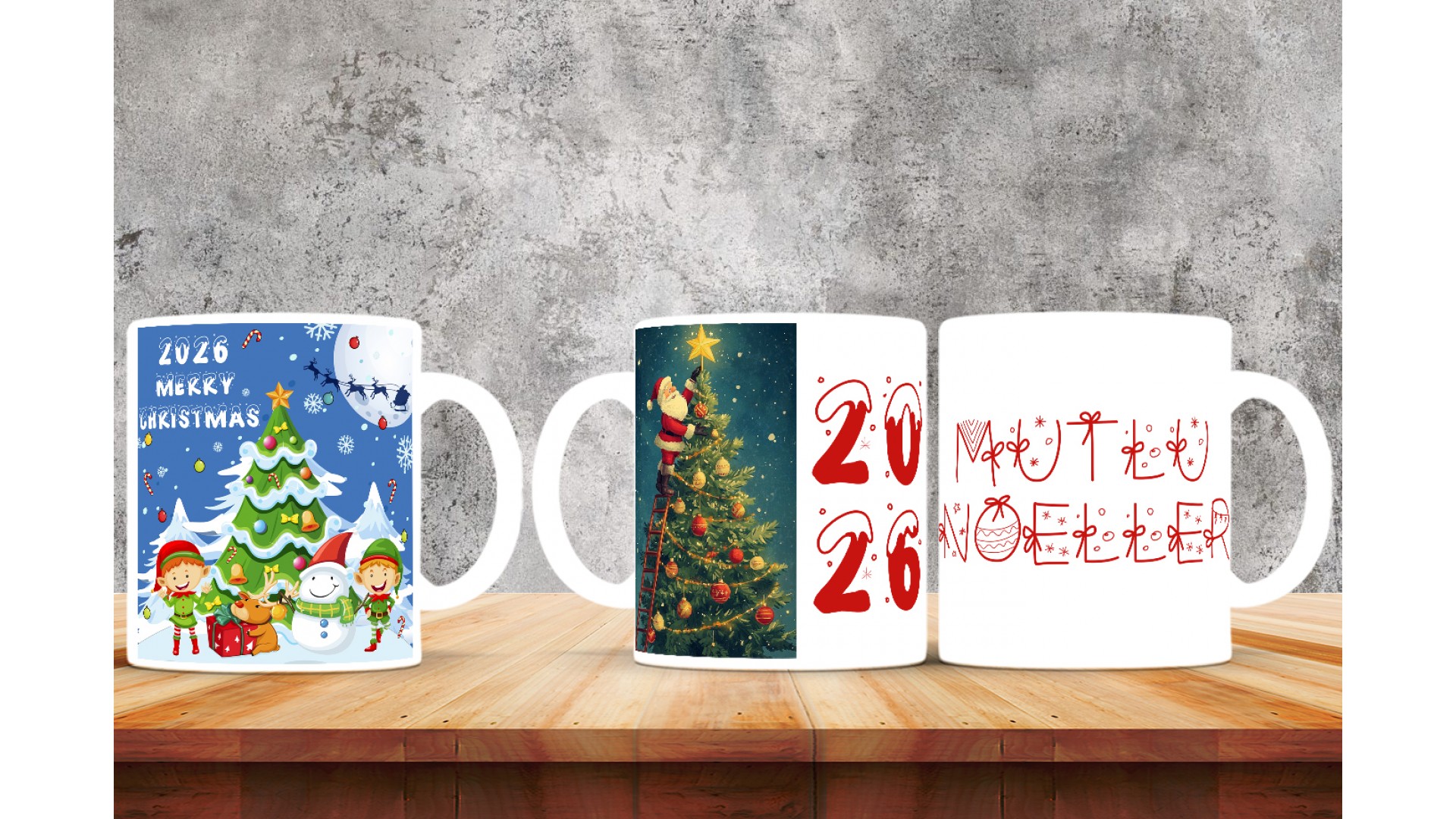 Kişiye Özel  Yılbaşı tasarımlı seramik kupa bardak