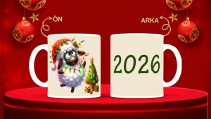 Kişiye Özel  Yılbaşı tasarımlı seramik kupa bardak