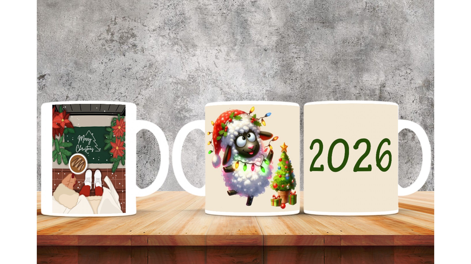 Kişiye Özel  Yılbaşı tasarımlı seramik kupa bardak