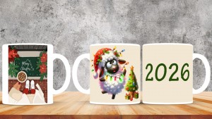 Kişiye Özel  Yılbaşı tasarımlı seramik kupa bardak