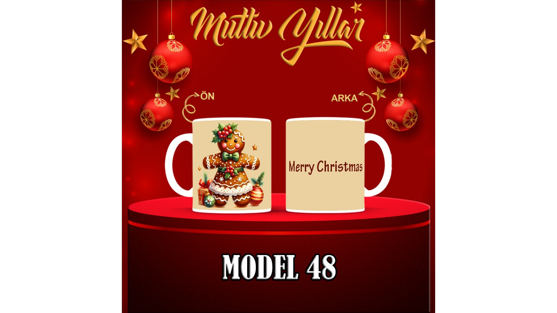 Kişiye Özel  Yılbaşı tasarımlı seramik kupa bardak