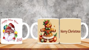 Kişiye Özel  Yılbaşı tasarımlı seramik kupa bardak