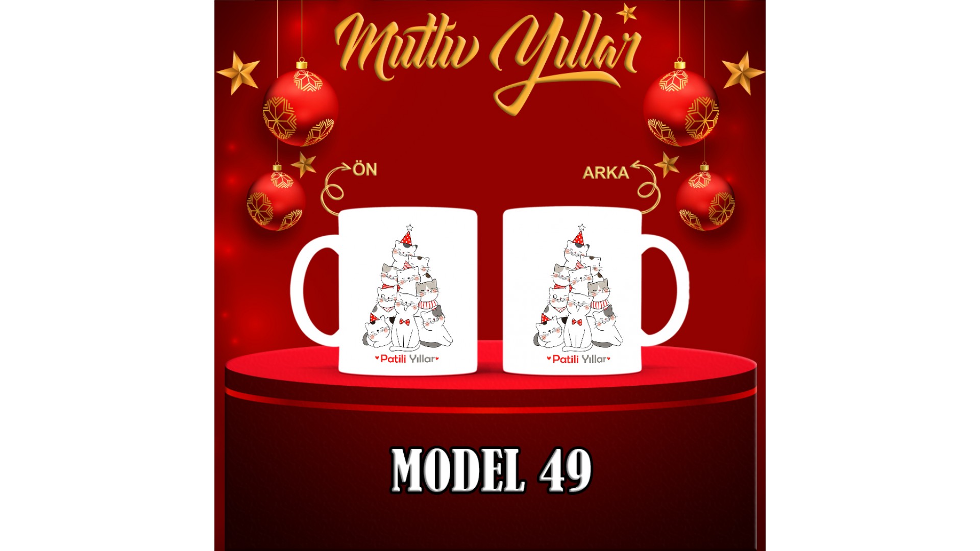 Kişiye Özel  Yılbaşı tasarımlı seramik kupa bardak