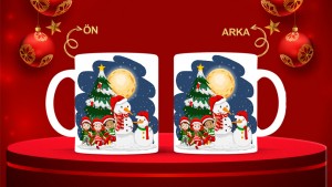 Kişiye Özel  Yılbaşı tasarımlı seramik kupa bardak