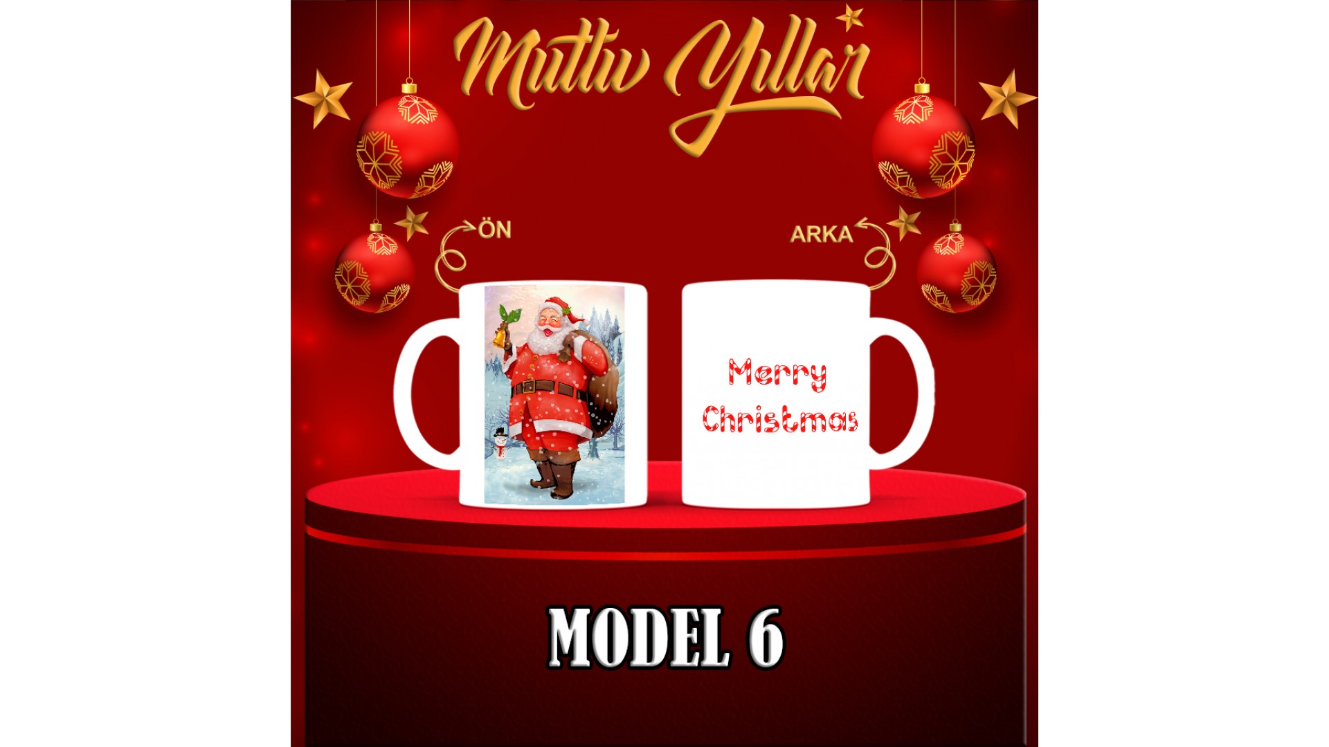 Kişiye Özel  Yılbaşı tasarımlı seramik kupa bardak