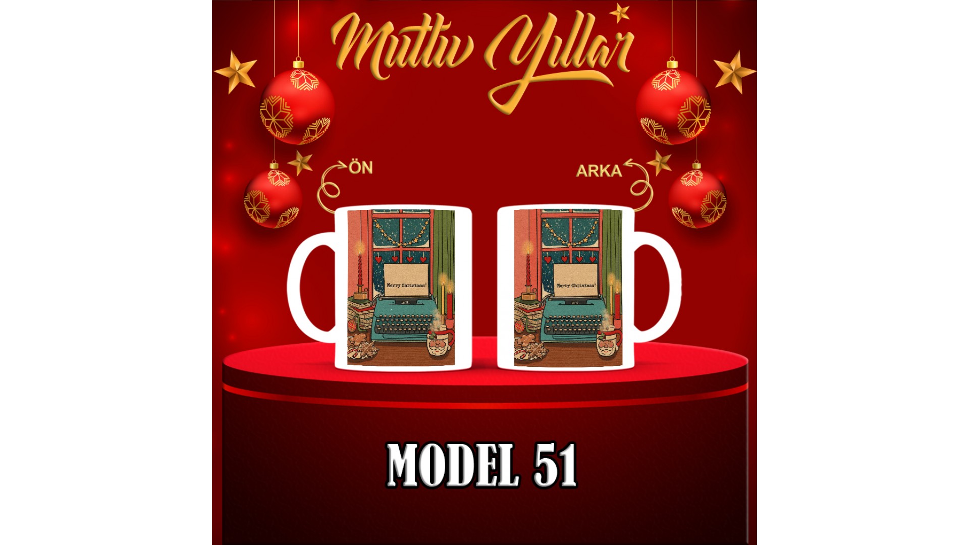 Kişiye Özel  Yılbaşı tasarımlı seramik kupa bardak