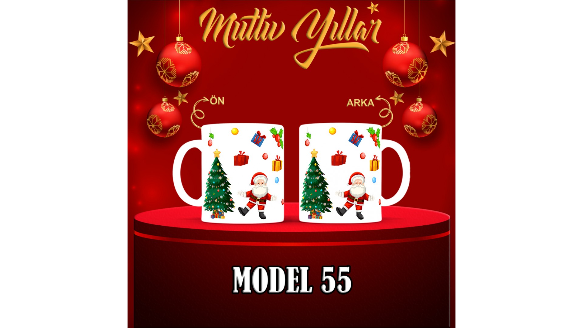 Kişiye Özel  Yılbaşı tasarımlı seramik kupa bardak