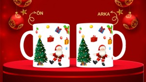 Kişiye Özel  Yılbaşı tasarımlı seramik kupa bardak