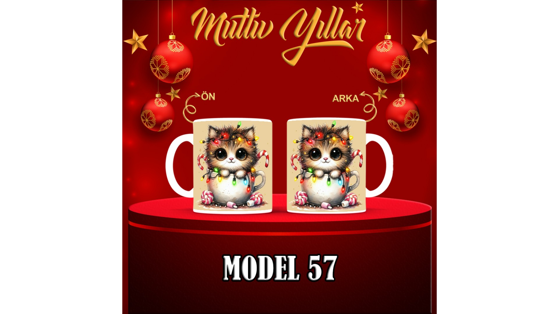 Kişiye Özel  Yılbaşı tasarımlı seramik kupa bardak