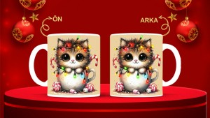 Kişiye Özel  Yılbaşı tasarımlı seramik kupa bardak