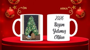 Kişiye Özel  Yılbaşı tasarımlı seramik kupa bardak