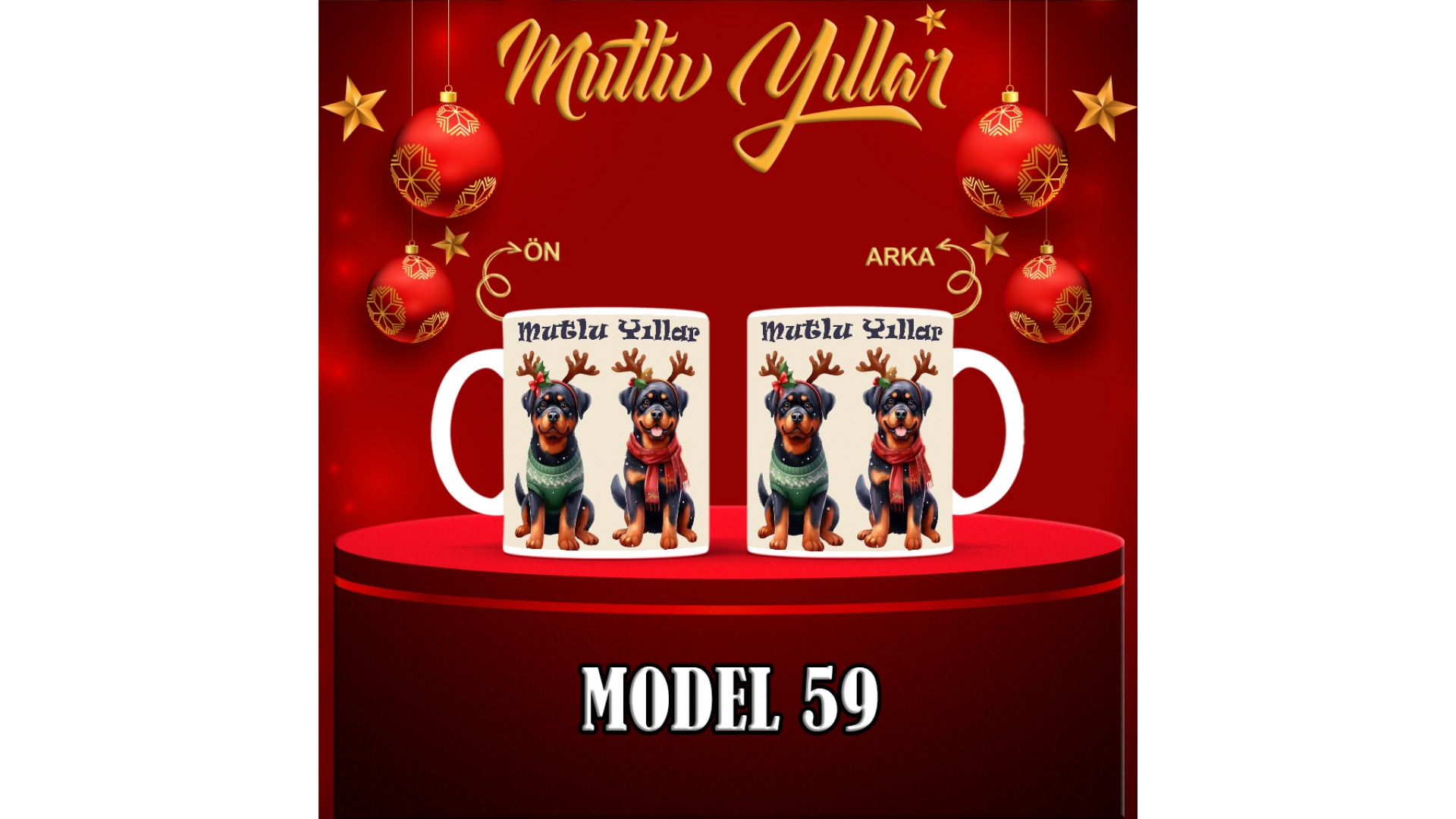 Kişiye Özel  Yılbaşı tasarımlı seramik kupa bardak