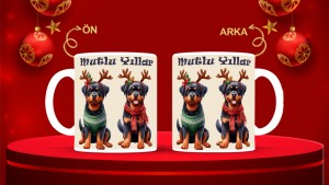 Kişiye Özel  Yılbaşı tasarımlı seramik kupa bardak