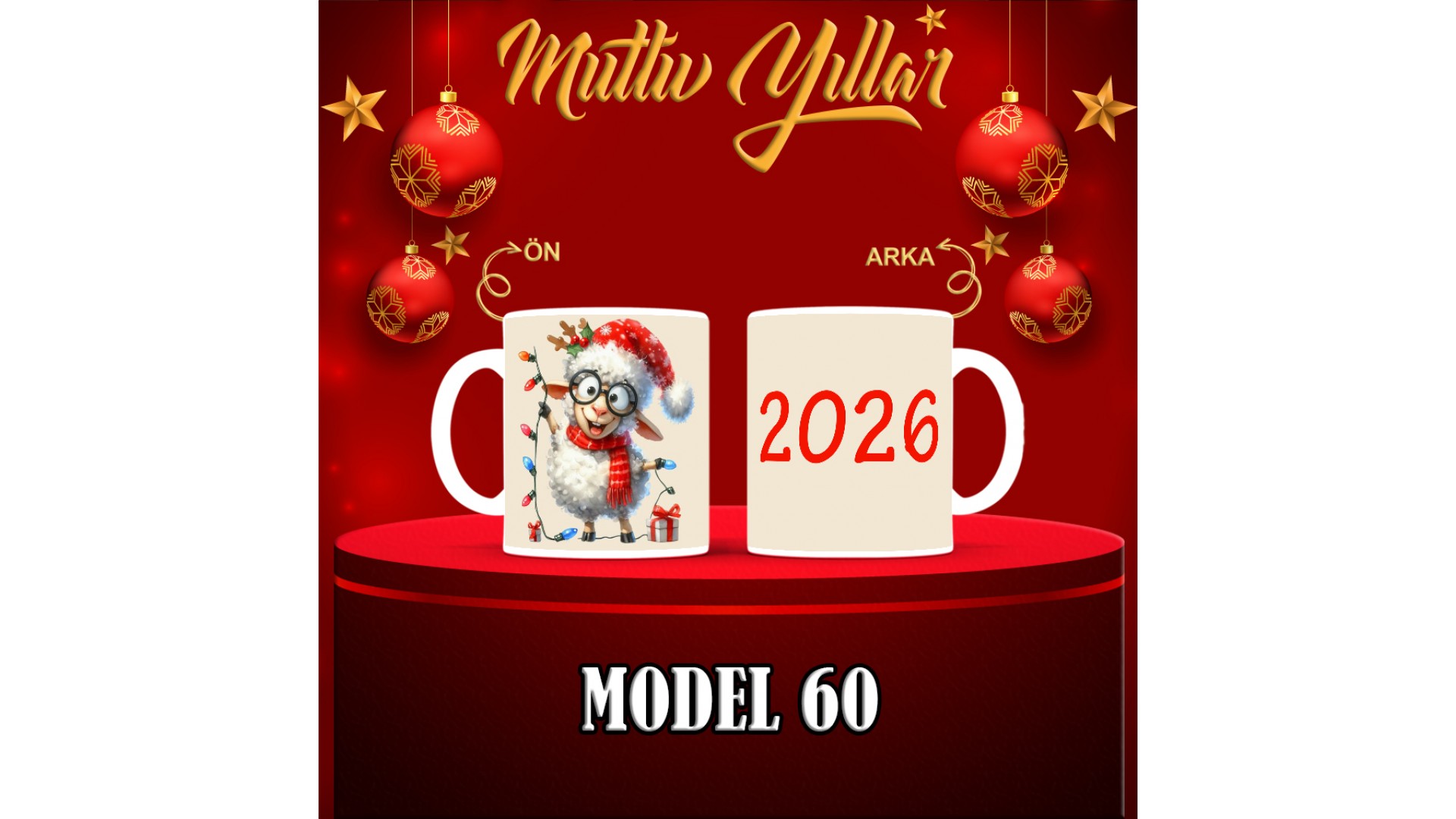 Kişiye Özel  Yılbaşı tasarımlı seramik kupa bardak