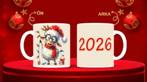 Kişiye Özel  Yılbaşı tasarımlı seramik kupa bardak